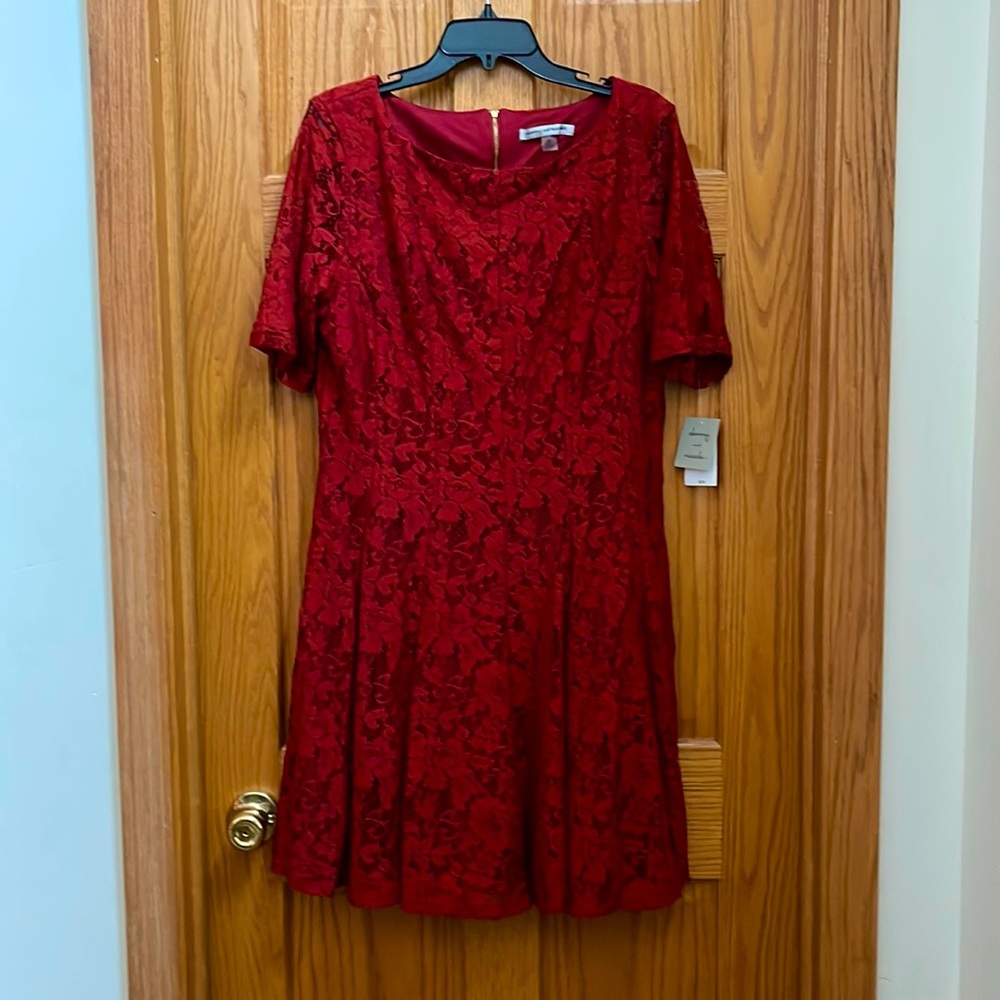 Danny & Nicole misses size 16 lace dress in color paprika.